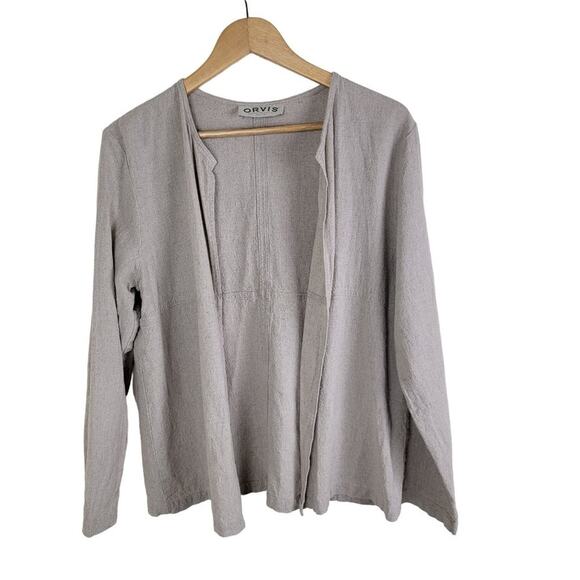 Orvis Womens Performance Crinkled Linen 3/4 Sleeved Open Cardigan size L Beige - Picture 1 of 6
